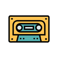 Fototapeta premium Vintage Cassette Tape Icon – Retro Audio Music Recording Line Symbol