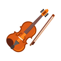 Fototapeta premium Violin with Bow Musical Instrument Icon – Classical String Music Line Symbol
