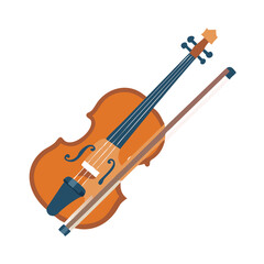 Fototapeta premium Violin with Bow Musical Instrument Icon – Classical String Music Line Symbol