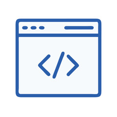Web Coding Browser Window Icon &ndash; Programming Development Technology Line Symbol