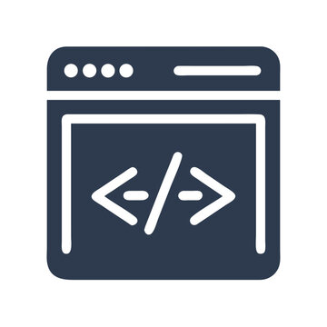 Web Coding Browser Window Icon &ndash; Programming Development Technology Line Symbol