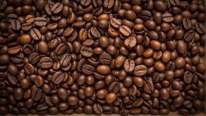 Fototapeta premium An Abundance of Roasted Coffee Beans: Aromatic, Warm, and Ready to Brew a Perfect Cup.