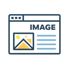 Webpage with Image Content Icon &ndash; Website Layout Multimedia Design Line Symbol