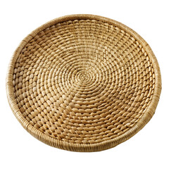 Fototapeta premium Woven straw basketry decorative bowl for kitchen and dining on transparent background
