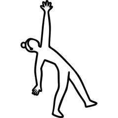 Woman stretching in yoga pose line art on white background
