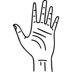 Fototapeta premium Open human hand in vector line style on white background 