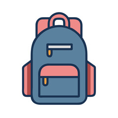 Fototapeta premium Backpack with Smiling Face Icon – School Travel Fun Kids Accessory Line Symbol