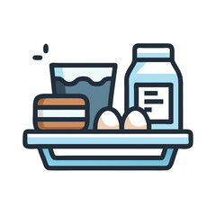 Breakfast Tray with Milk Representing Meal Planning Icon &ndash; Food Nutrition Morning Line Symbol