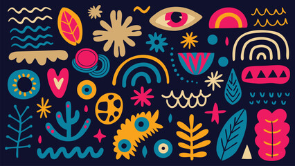 Vibrant Boho Nature Doodle Collection