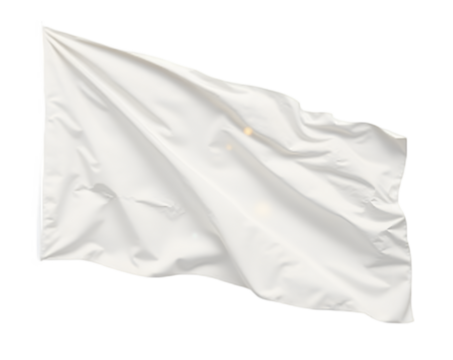Illuminated Pristine White Flag Waving Gently, Symbolizing Surrender, Peace, or Fresh Beginnings with a Clean and Minimalist Aesthetic Appeal and Subtle Sheen