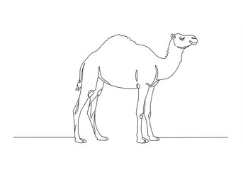 Fototapeta premium Camel outline drawing isolated on white background