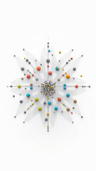 Artistic molecular model with colorful atoms and bonds.