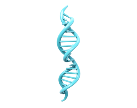 Intricate 3D Render of a Blue DNA Strand Against a Plain Backdrop, Perfect for Science, Research, and Medical Themed Projects and Visualizations