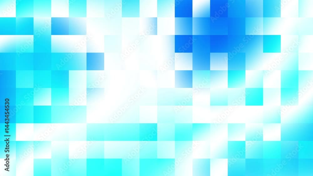 Poster Light Blue squares background. Abstract motion mosaic backdrop. Seamless Loop