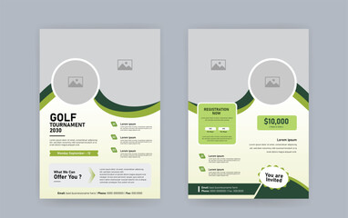 Golf Tournament Flyer Template – Modern Sports Event Poster Layout for Championship, Club Invitation, and Golf Competition Promotion