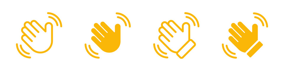 Fototapeta premium Waving hand icons set. Hello symbol collection. Vector illustration.