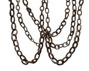 Isolated Ancient Chains Hanging Loose, A Visual Depiction of Old Metallic Links Symbolizing Constraint, History, Strength and the Passage of Time in Captivating Detail