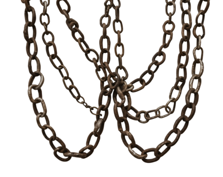Isolated Ancient Chains Hanging Loose, A Visual Depiction of Old Metallic Links Symbolizing Constraint, History, Strength and the Passage of Time in Captivating Detail
