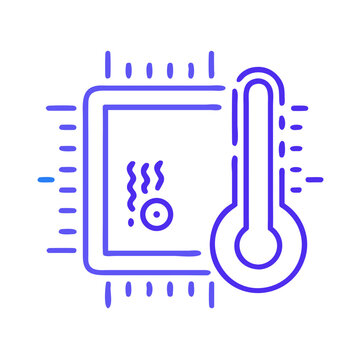 CPU with Thermal Paste Application Icon &ndash; Processor Cooling & Heat Transfer Outline Vector
