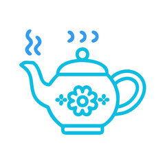 Fototapeta premium Decorative Teapot with Steam Icon: Traditional Hot Beverage & Cozy Kitchen Cafe Design