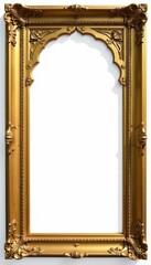 Fototapeta premium Flat golden ancient frame, cutout silhouette Perfect for design projects , metal, frame, ornate