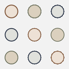Set of Vintage Circular Frames Empty Labels and Classic Badge Collection