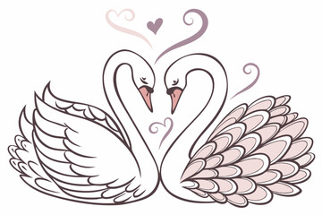 two swans on a branch