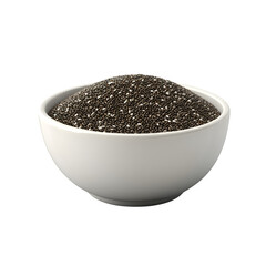 Bowl of chia seed isolated on white background