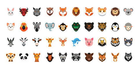 Wild Animal Faces Vector Bundle EPS Collection