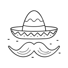 mexican sombrero hat with moustache icon