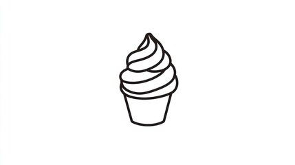 A Simple Line Drawing of a Delicious Ice Cream Cone
