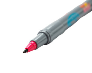 Macro View of a Vibrant Pink Fabric Marker Pen with Gray Body, Featuring Artistic and Colorful Graphic Isolated on a Clean Background Perfect for Creative Projects