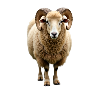 Magnificent Ram Portrait, Showcasing the Stunning Curled Horns and Muscular Build of a Domesticated Farm Animal in Exquisite Detail