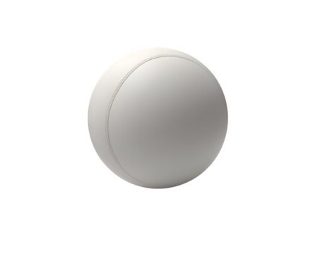 Minimalist representation of a white leather sphere with stitching, isolated on a simple background, conveying elegance and precision with smooth texture