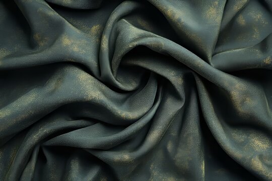 The abstract background for design consists of a dark-shaded, gradient brown-green cloth with olive colors, featuring creases and a draped effect, making it suitable for various design applications