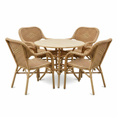 Fototapeta premium Beige Rattan Outdoor Patio Dining Set