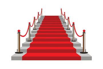 red carpet on stairs with red ropes