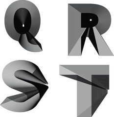 Geometric Illusion Typography: Letters Q to T