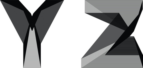 Geometric Illusion Typography: Letters Y and Z
