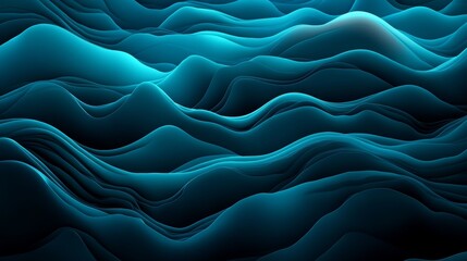 Obraz premium An abstract background featuring a dark, gradient ombre blend of black, navy, and cobalt blue, with granular noise grain and wavy, diagonal lines, is accentuated by bright, neon, electric, metallic