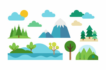 Obraz premium vector illustration of a set of trees