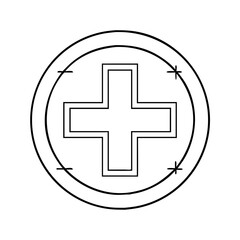 Obraz premium red cross sign in circle icon, red cross sign in circle vector illustration-simple illustration of red cross sign in circle, perfect for red cross sign in circle logos and icons