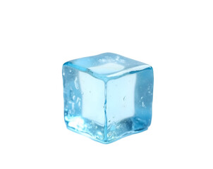 Fototapeta premium Single Ice Cube with a Subtle Blue Tint on a Featureless Backdrop, Demonstrating Coldness and Purity for Beverage or Refreshment Related Visuals