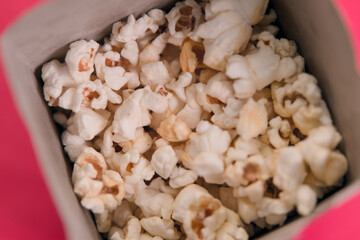 Delicious popcorn served in a cozy box for snacking