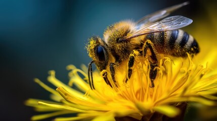 Honeybee on Dandelion: Pollination in Spring