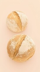 Two loaves of bread are sitting on a table