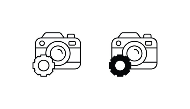 Camera setting icon design with white background stock illustration