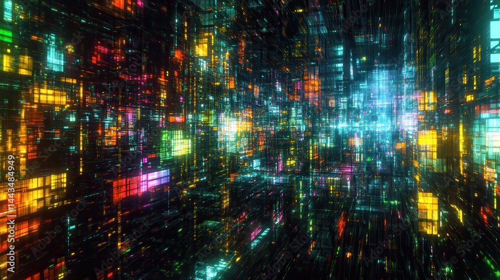 Poster abstract circuit cyberspace design created with generative ai technology