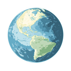 World illustration showcasing continents in various shades against an isolated void