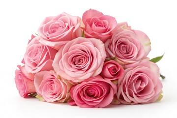 Obraz premium Bunch of Vibrant Pink Roses on a Bright White Background Generative AI